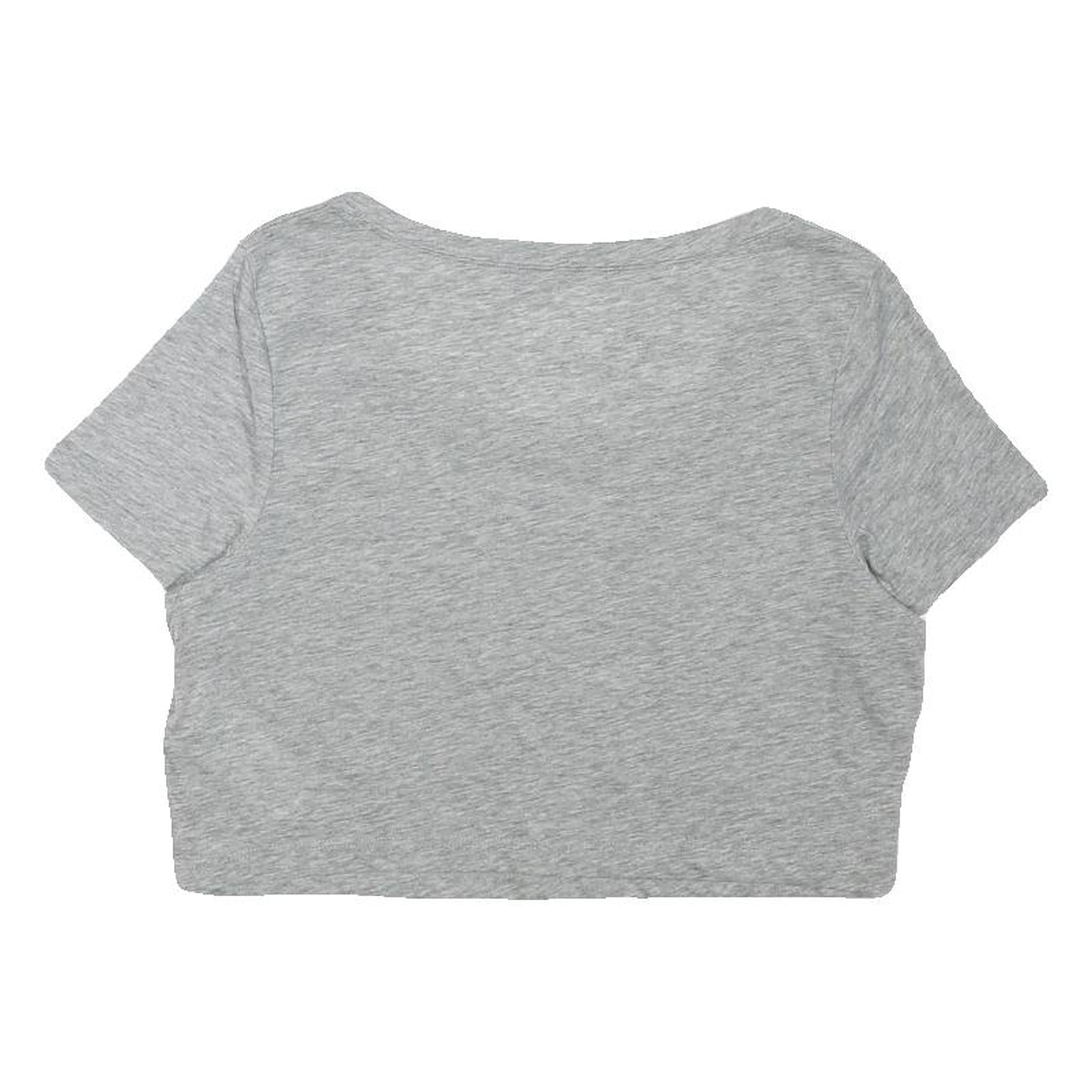 NIKE Womens Grey Scoop Neck Crop T-Shirt S Cotton Blend Casual Athletic