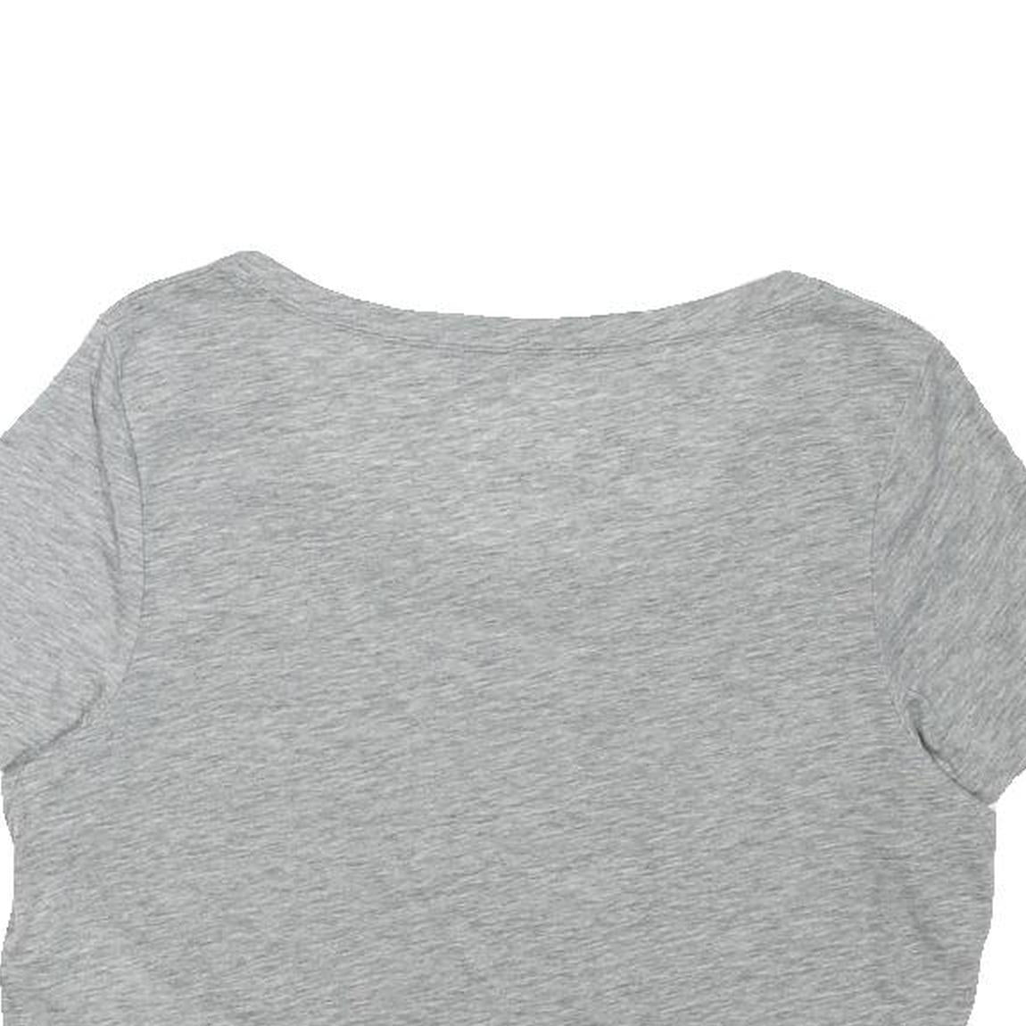 NIKE Womens Grey Scoop Neck Crop T-Shirt S Cotton Blend Casual Athletic