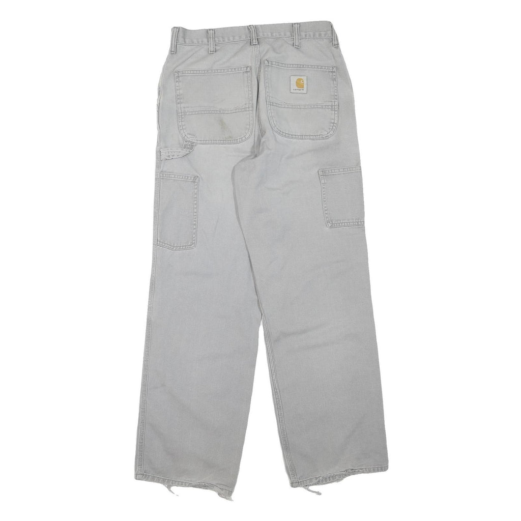 CARHARTT Womens Jeans White Regular Straight Denim W32 L30 Workwear Zip Closure