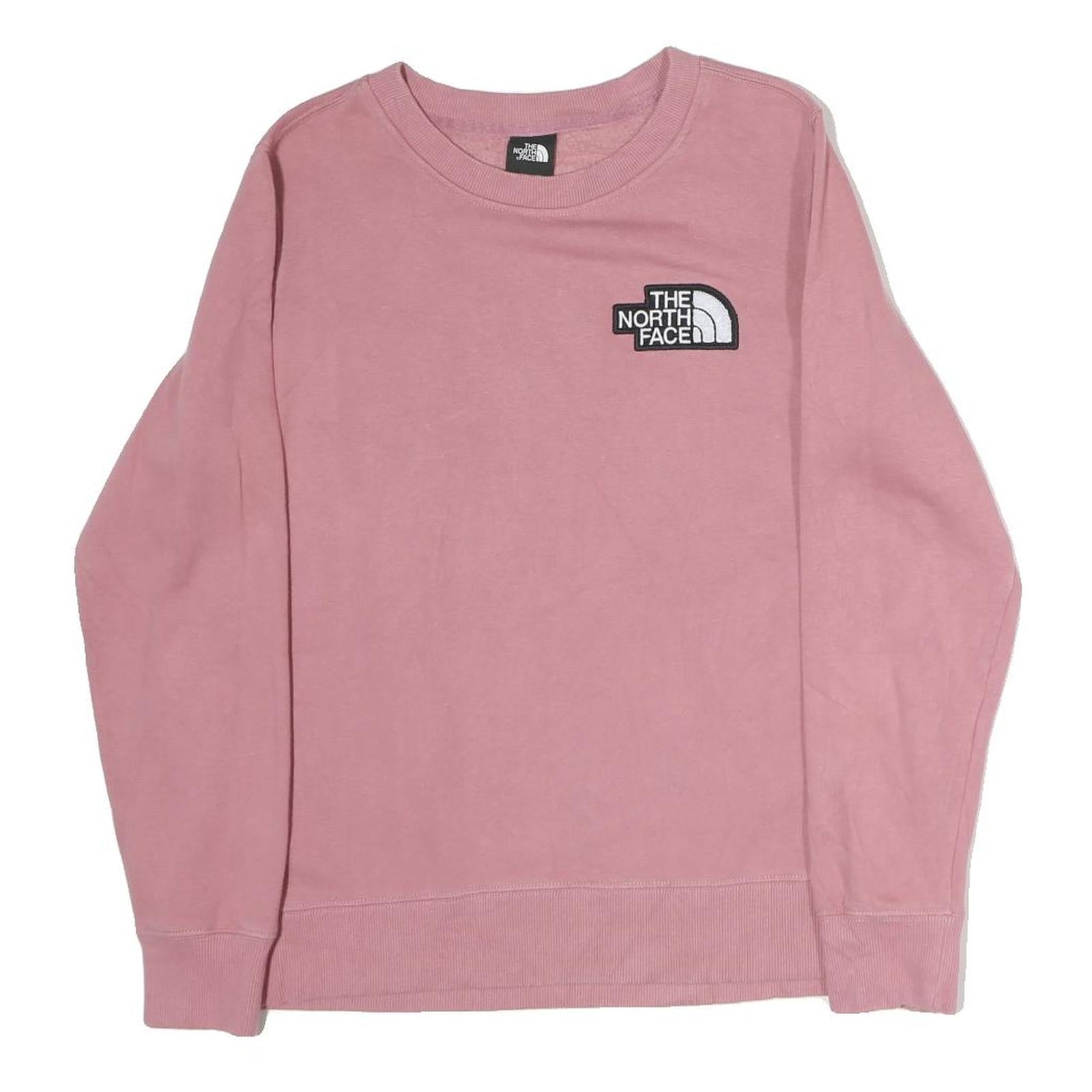 THE NORTH FACE Womens Pink Crew Neck M Cotton Logo Sweatshirt Long Sleeve