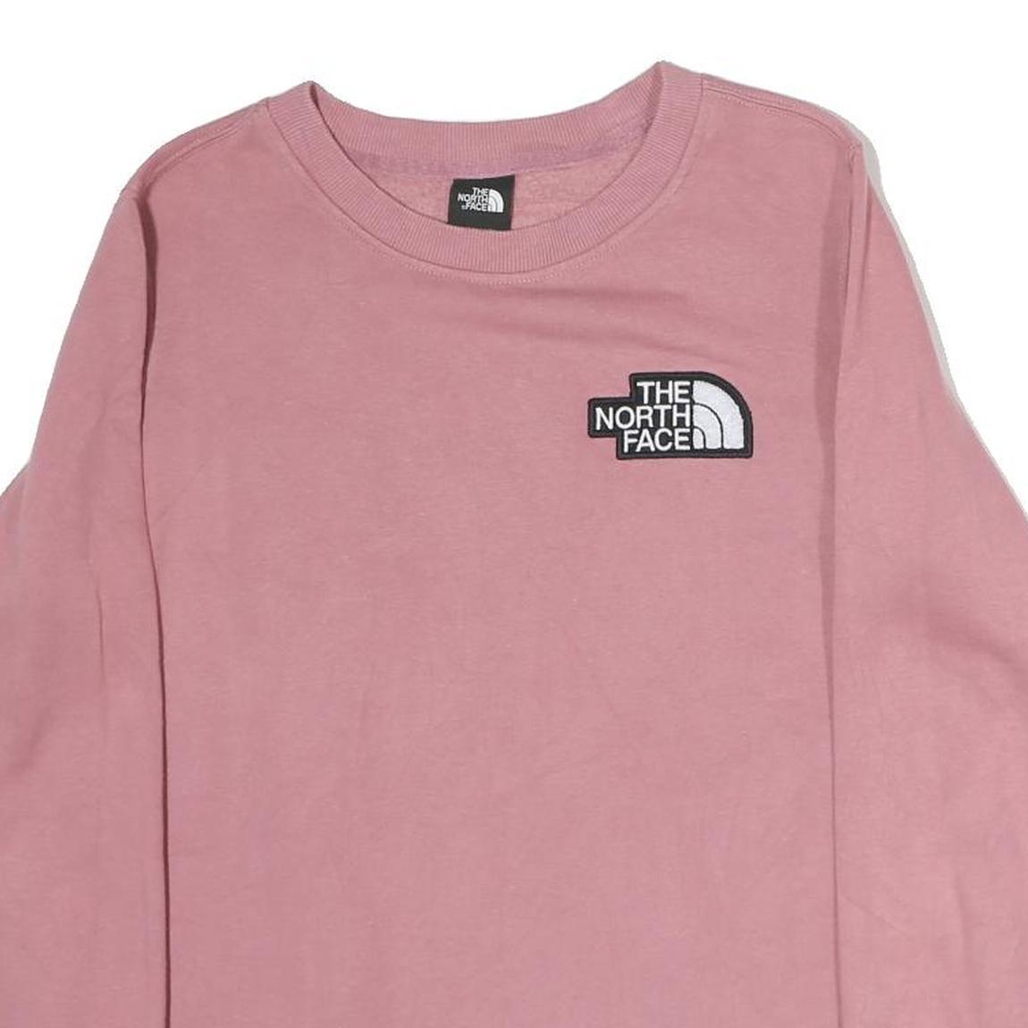 THE NORTH FACE Womens Pink Crew Neck M Cotton Logo Sweatshirt Long Sleeve