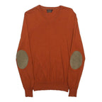 MASSIMO DUTTI Mens Rust Orange Plain V-Neck Basic Knit S Cashmere Blend Jumper