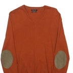 MASSIMO DUTTI Mens Rust Orange Plain V-Neck Basic Knit S Cashmere Blend Jumper