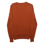 MASSIMO DUTTI Mens Rust Orange Plain V-Neck Basic Knit S Cashmere Blend Jumper