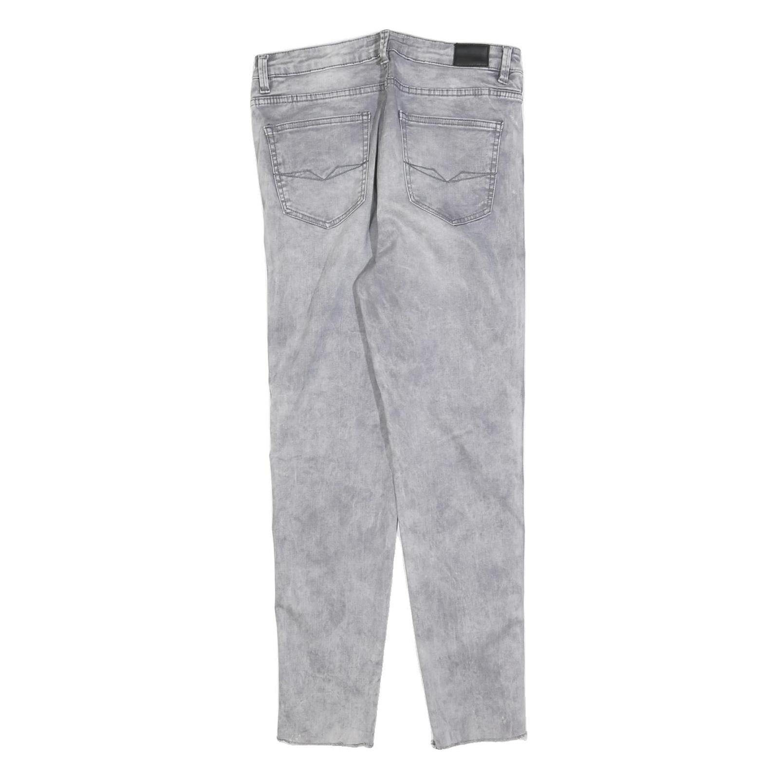 DIESEL Womens Slim Grey Denim Jeans W30 L28 Stripe Detail Zip Closure