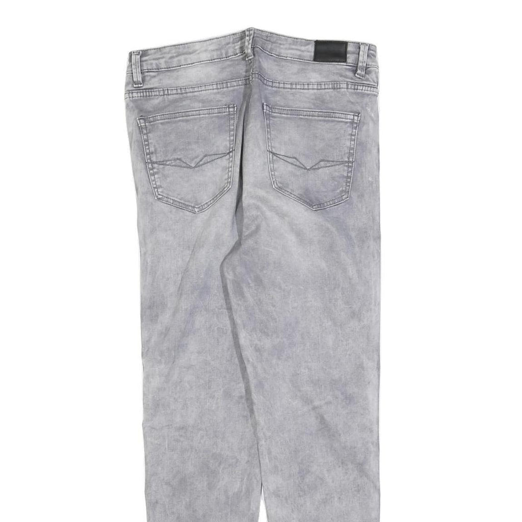 DIESEL Womens Slim Grey Denim Jeans W30 L28 Stripe Detail Zip Closure