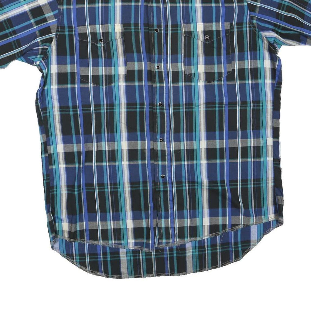 WRANGLER Mens Blue & Green Check Shirt L Cotton Blend Casual Button Up
