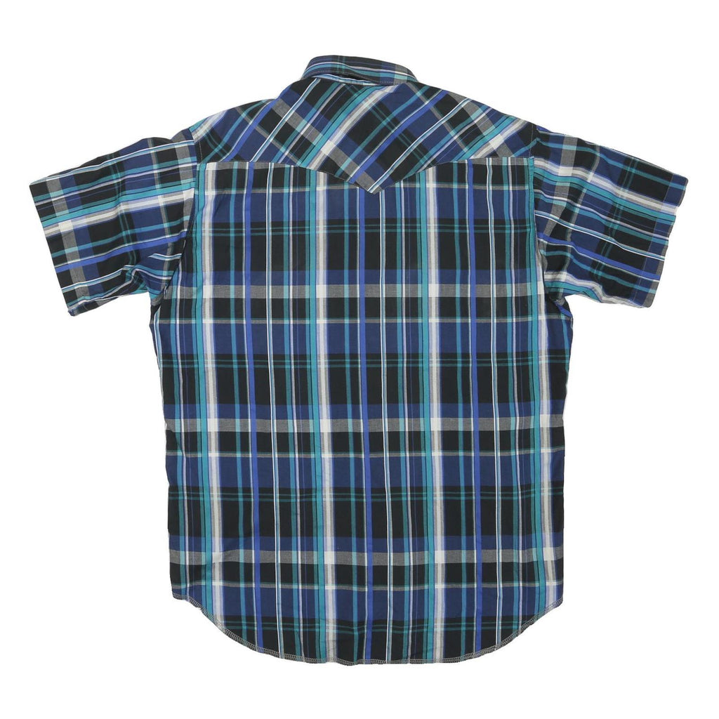 WRANGLER Mens Blue & Green Check Shirt L Cotton Blend Casual Button Up