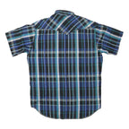 WRANGLER Mens Blue & Green Check Shirt L Cotton Blend Casual Button Up