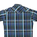 WRANGLER Mens Blue & Green Check Shirt L Cotton Blend Casual Button Up