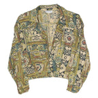 ESSAY Womens Green & Beige Printed Shirt Long Sleeve Collared M Cotton Blend
