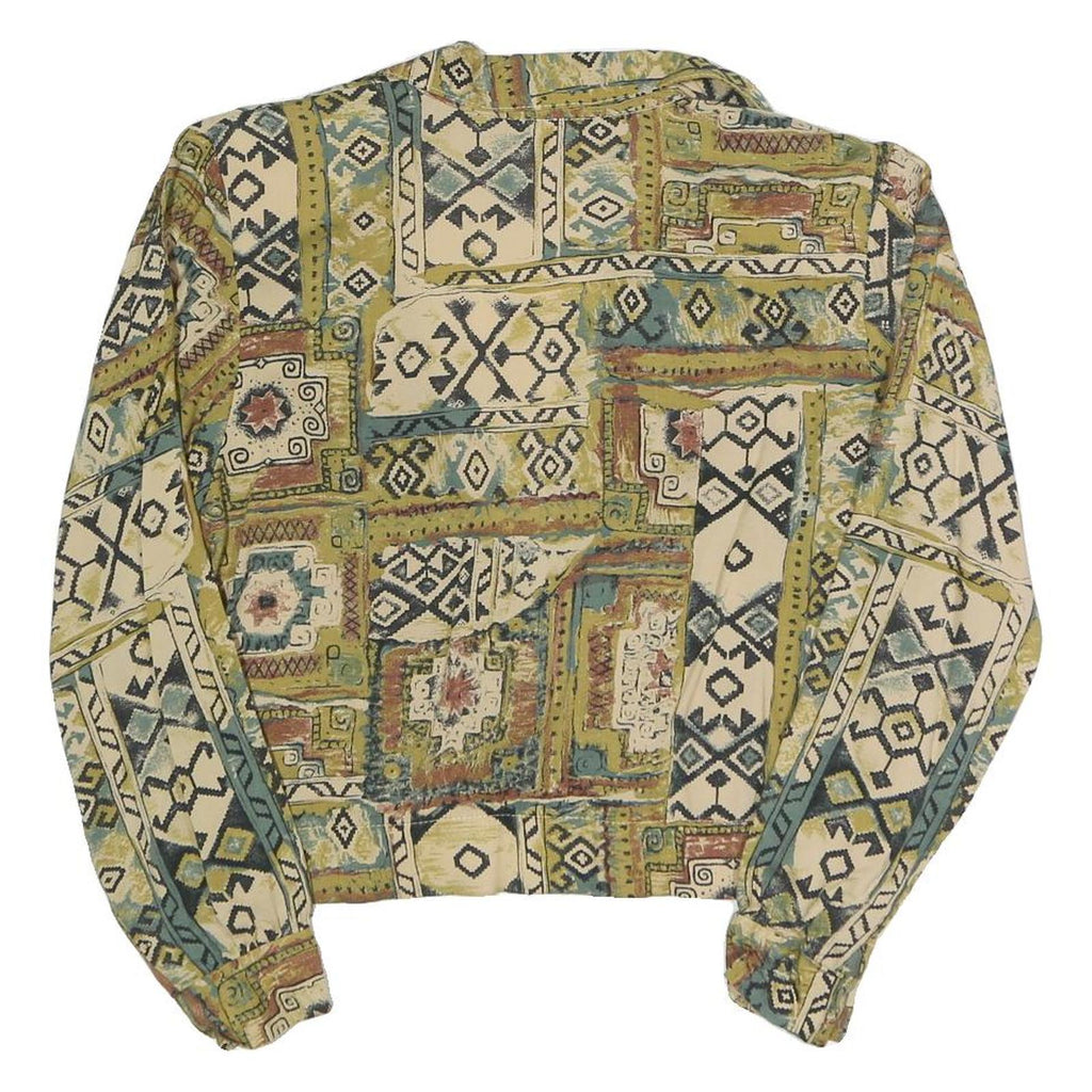 ESSAY Womens Green & Beige Printed Shirt Long Sleeve Collared M Cotton Blend