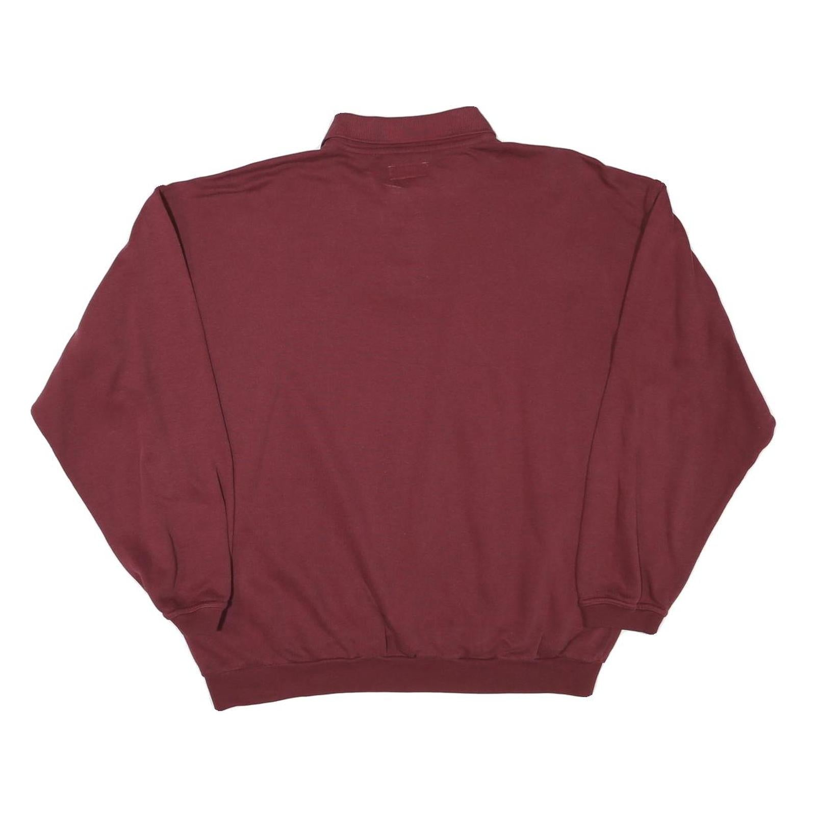 SWITCHER Mens Maroon Polo Collar L Cotton Blend Casual Sweatshirt Pullover