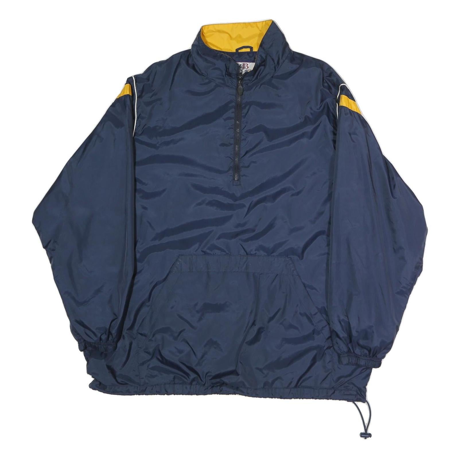 CROFT & BARROW Mens Navy & Yellow Zip Jacket L Polyester Windbreaker Casual
