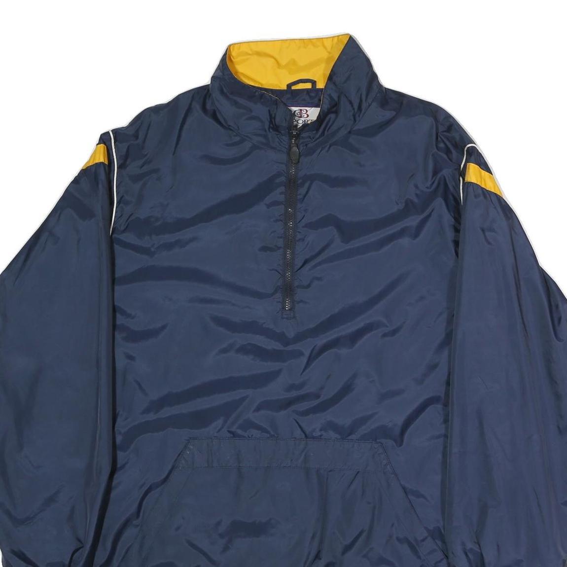 CROFT & BARROW Mens Navy & Yellow Zip Jacket L Polyester Windbreaker Casual