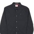 TOMMY HILFIGER Mens Black Slim Fit Shirt S Cotton Blend Casual Button Down