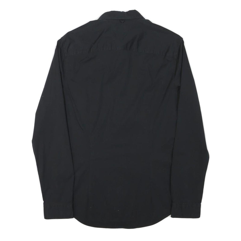 TOMMY HILFIGER Mens Black Slim Fit Shirt S Cotton Blend Casual Button Down