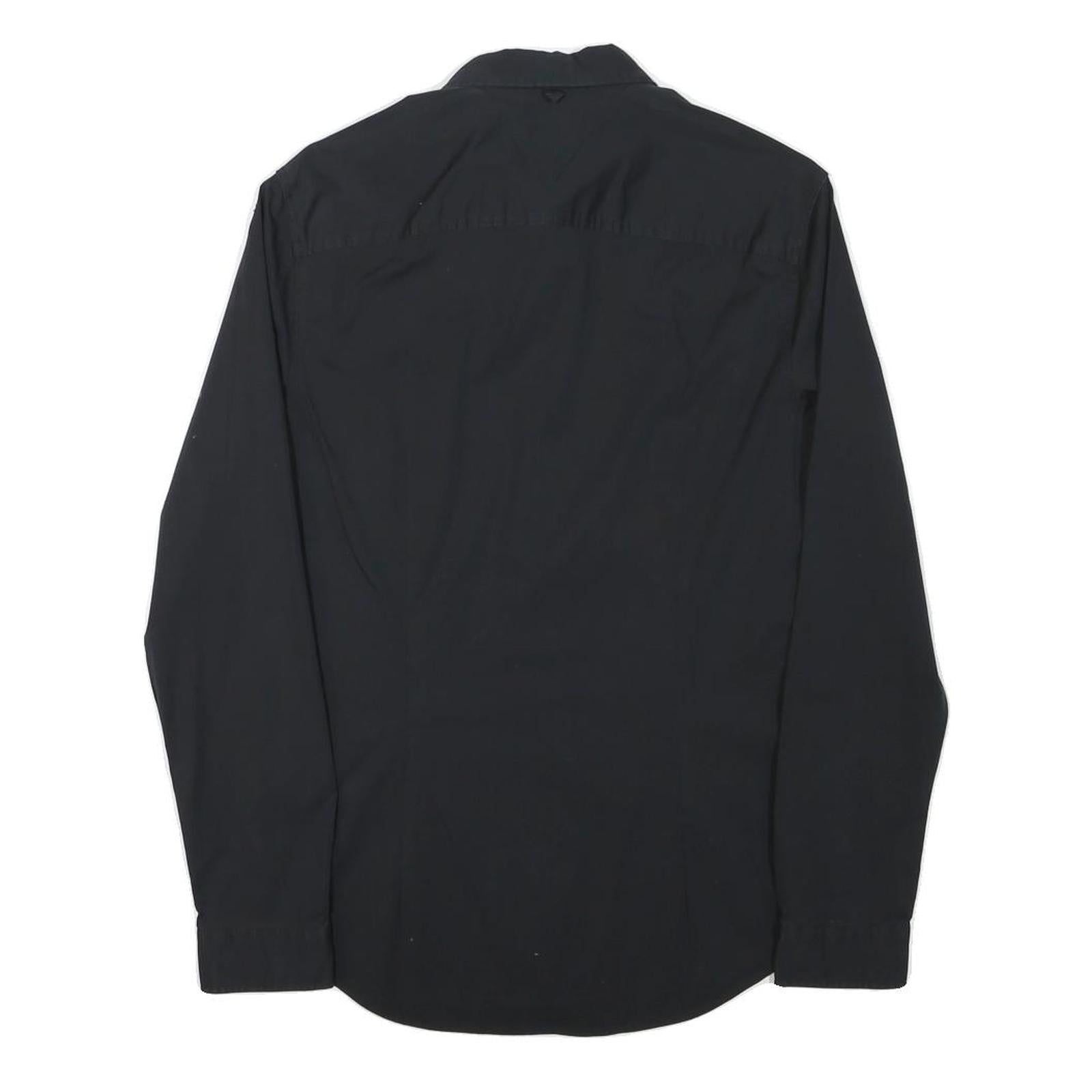 TOMMY HILFIGER Mens Black Slim Fit Shirt S Cotton Blend Casual Button Down