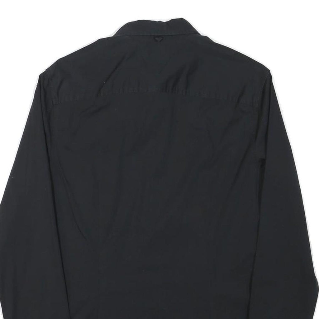 TOMMY HILFIGER Mens Black Slim Fit Shirt S Cotton Blend Casual Button Down