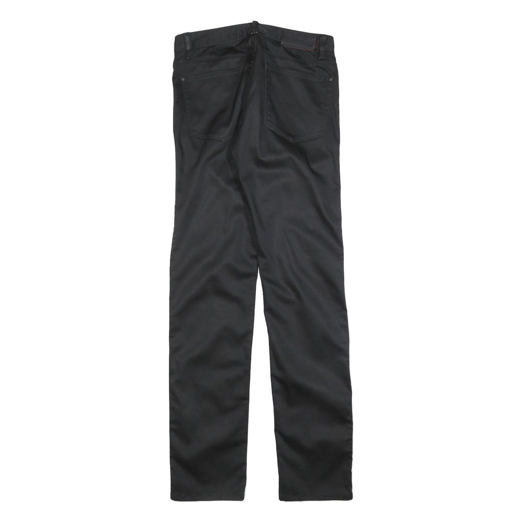 HUGO BOSS Mens Slim Black Cotton Blend Trousers W30 L34 Zip Closure