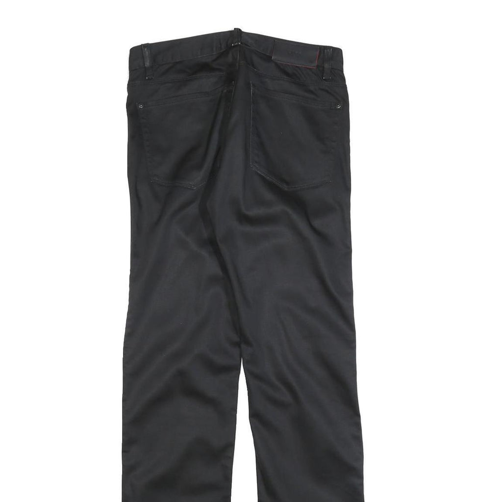 HUGO BOSS Mens Slim Black Cotton Blend Trousers W30 L34 Zip Closure