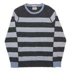 HILFIGER DENIM Mens Black & Grey Striped Pattern Plain Crew Neck Basic Knit M