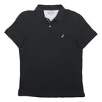 NAUTICA Mens Black Short Sleeve Polo Shirt L Slim Fit Cotton Blend