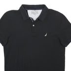 NAUTICA Mens Black Short Sleeve Polo Shirt L Slim Fit Cotton Blend