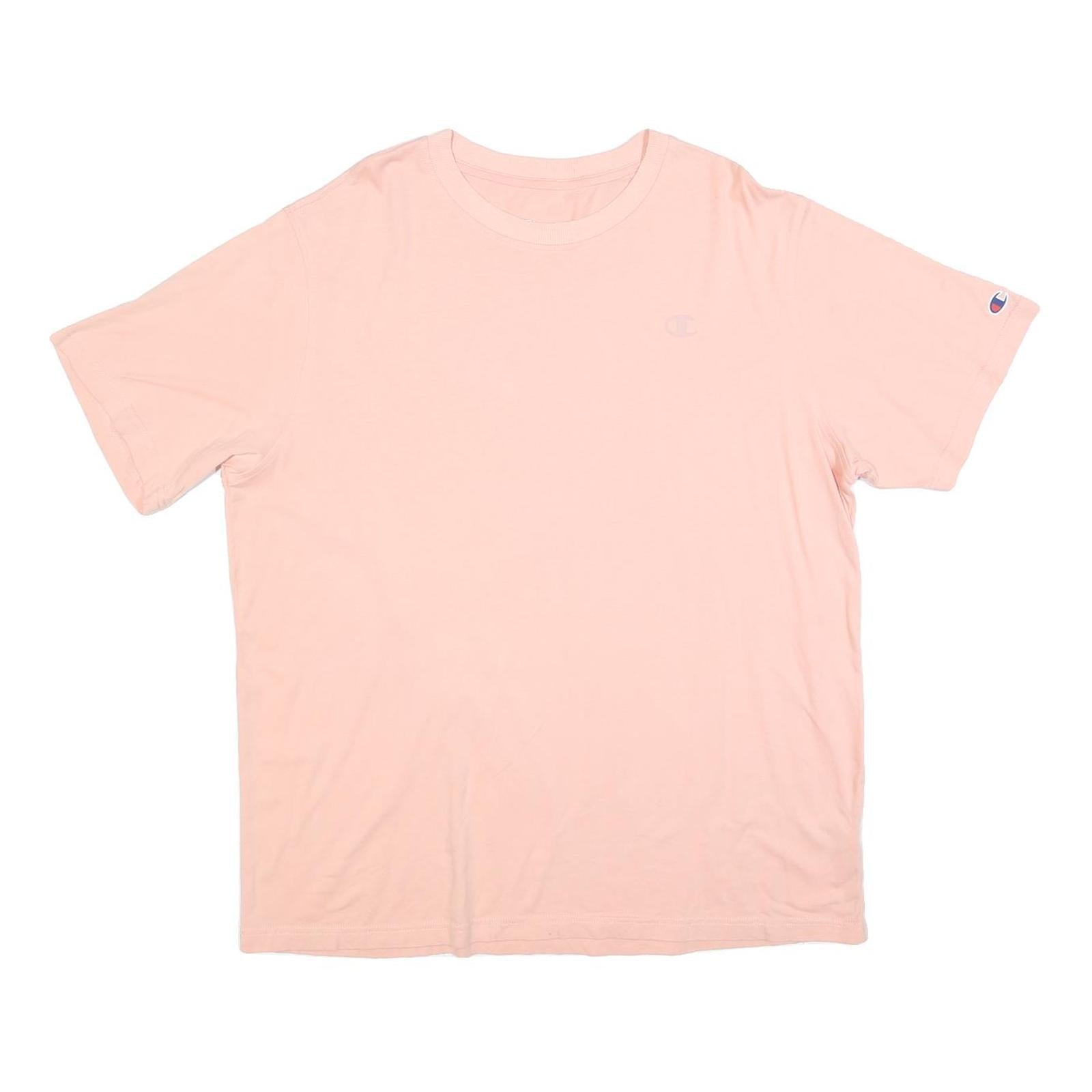 CHAMPION Mens Pink Crew Neck Short Sleeve T-Shirt XL Cotton Blend Casual Comfort