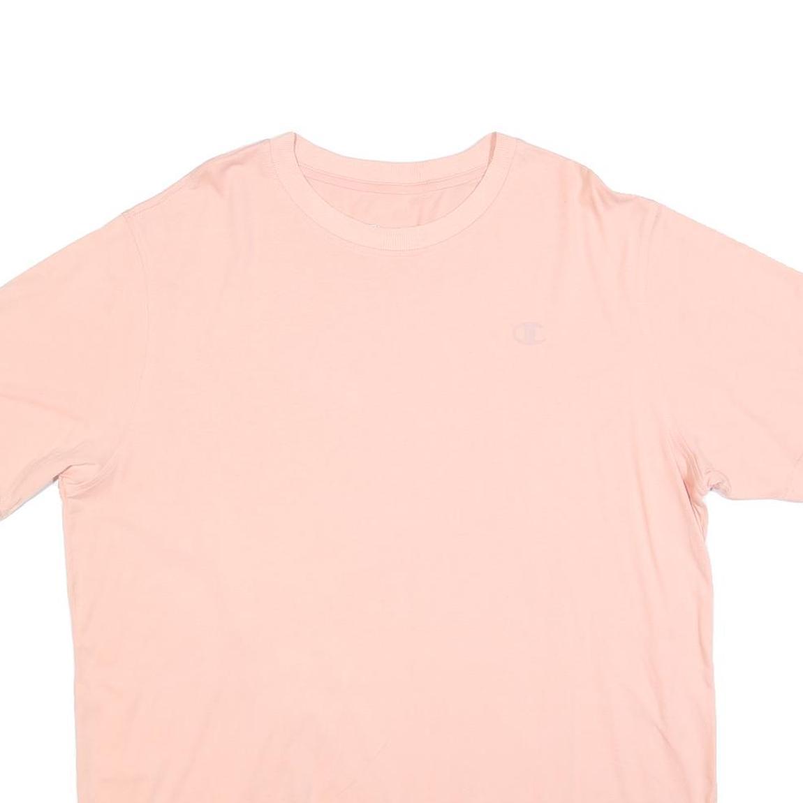 CHAMPION Mens Pink Crew Neck Short Sleeve T-Shirt XL Cotton Blend Casual Comfort