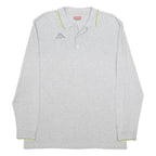 KAPPA Mens Grey Long Sleeve Plain Polo Shirt XL Cotton Blend Casual Style