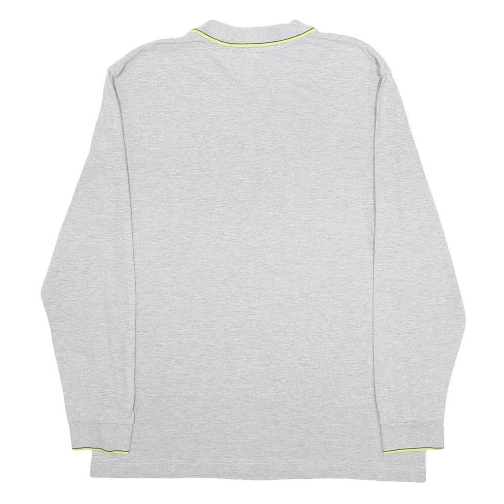 KAPPA Mens Grey Long Sleeve Plain Polo Shirt XL Cotton Blend Casual Style