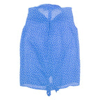 MADE OF MONEY Sheer Tie Front Womens Printed Shirt Blue Collared Spotted M