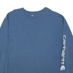 CARHARTT Mens Blue 2XL Long Sleeve Crew Neck Logo Print Cotton Blend T-Shirt