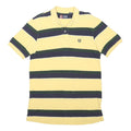 CHAPS Mens Yellow & Green Striped Short Sleeve Polo Shirt M Casual Cotton Blend