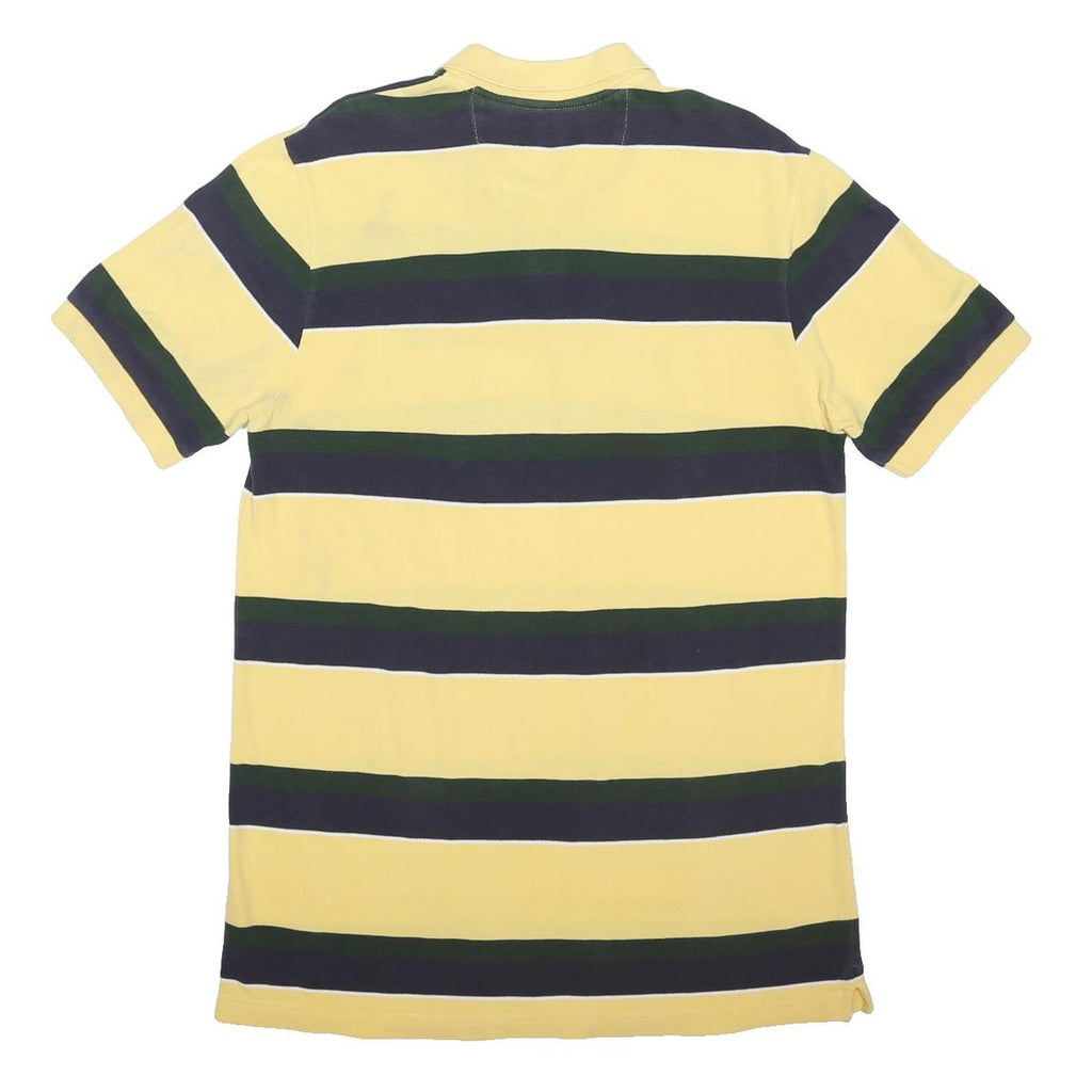 CHAPS Mens Yellow & Green Striped Short Sleeve Polo Shirt M Casual Cotton Blend