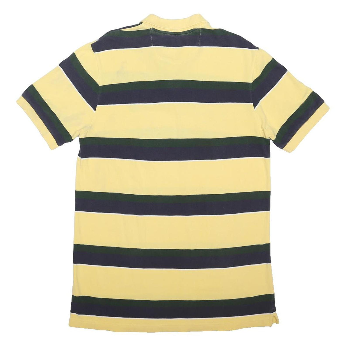CHAPS Mens Yellow & Green Striped Short Sleeve Polo Shirt M Casual Cotton Blend