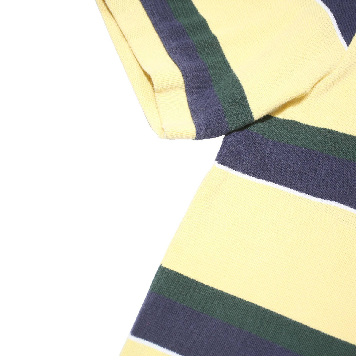 CHAPS Mens Yellow & Green Striped Short Sleeve Polo Shirt M Casual Cotton Blend