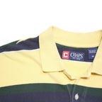 CHAPS Mens Yellow & Green Striped Short Sleeve Polo Shirt M Casual Cotton Blend