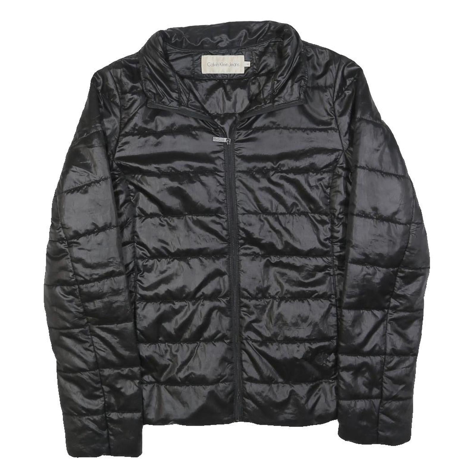 CALVIN KLEIN JEANS Womens Black Jacket M Polyester Blend Plain Zip Casual