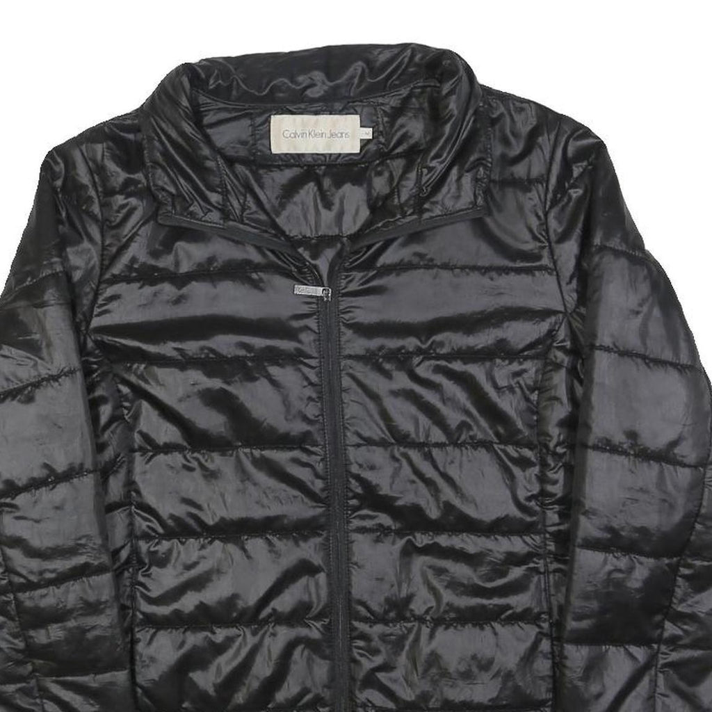 CALVIN KLEIN JEANS Womens Black Jacket M Polyester Blend Plain Zip Casual