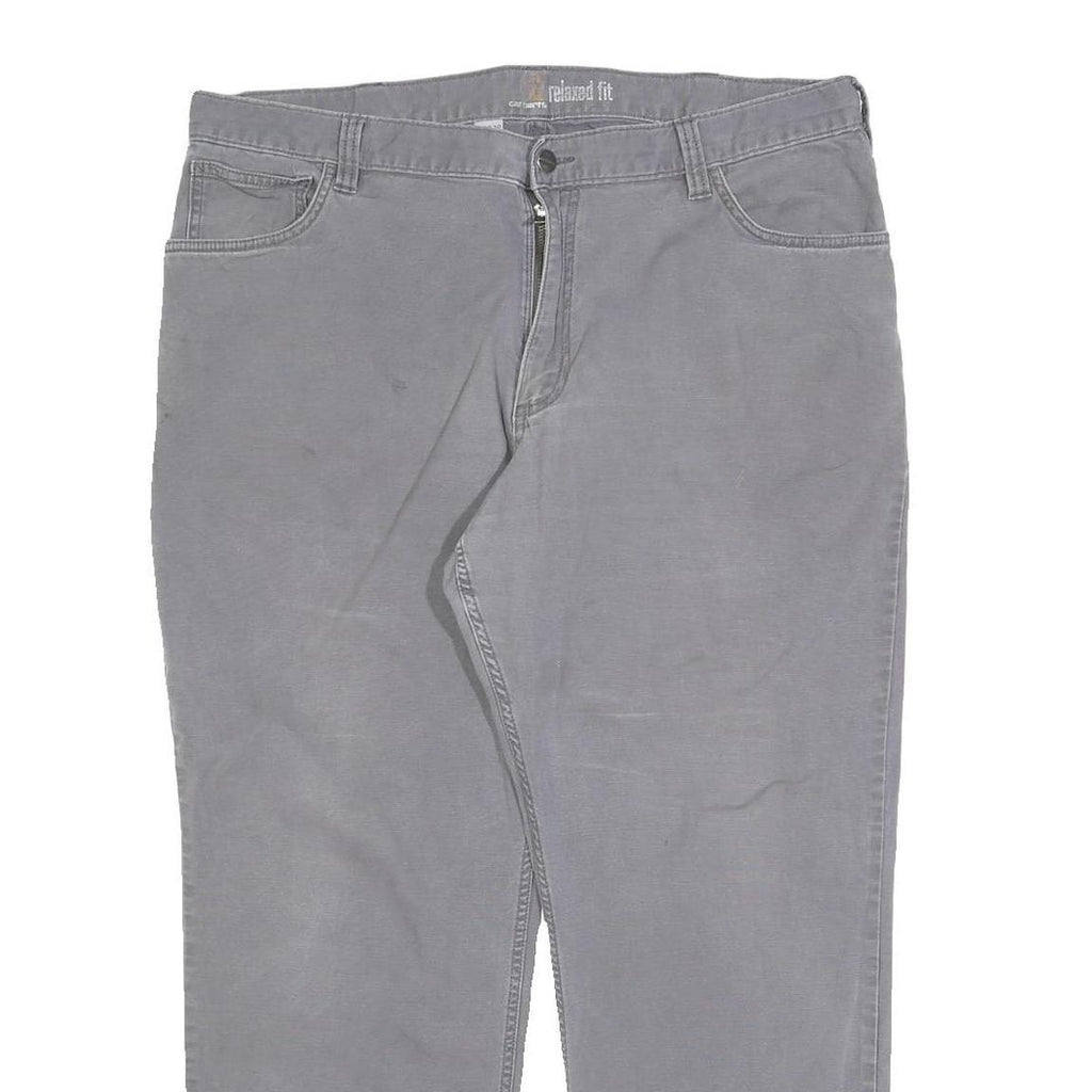 CARHARTT Mens Cotton Blend Relaxed Grey Trousers W40 L30 Casual Workwear Zip