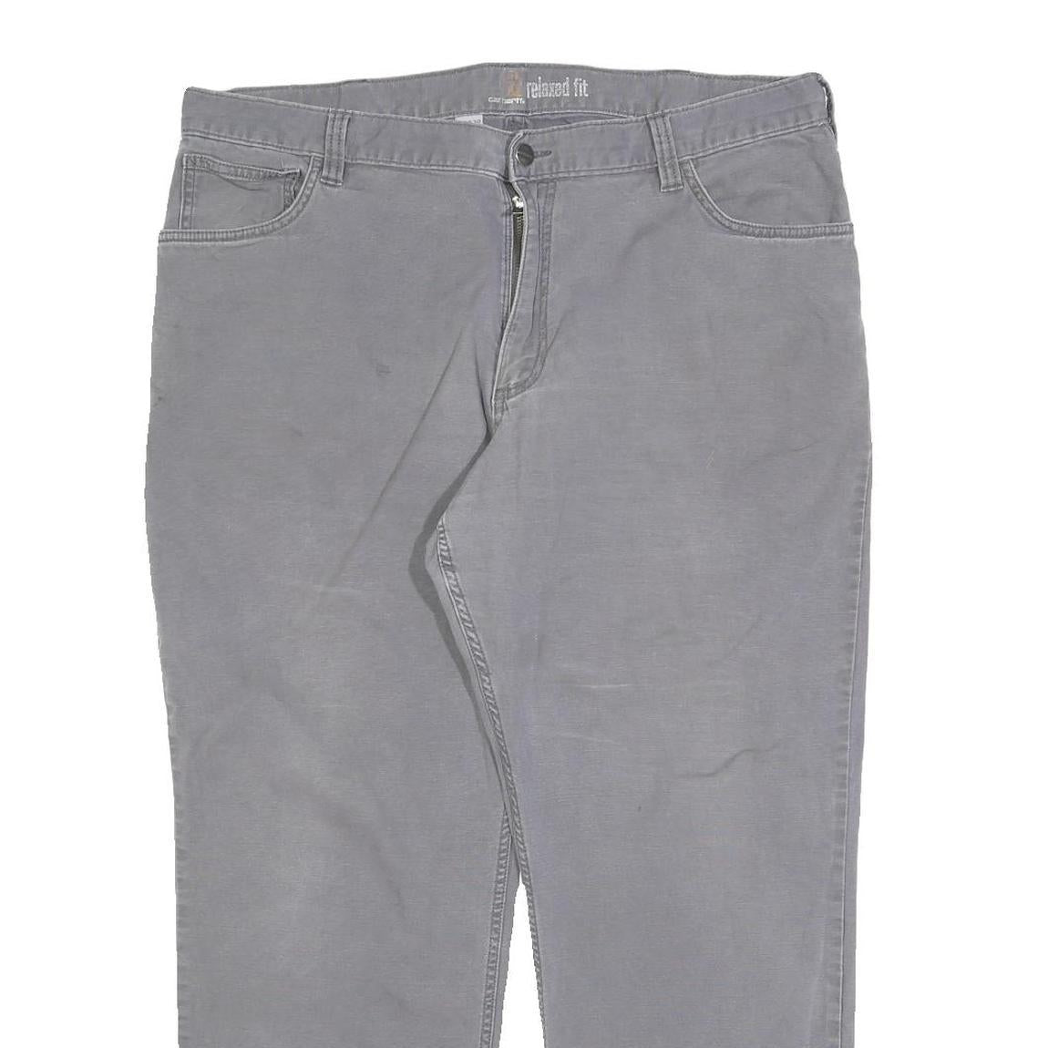 CARHARTT Mens Cotton Blend Relaxed Grey Trousers W40 L30 Casual Workwear Zip