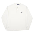 NAUTICA Mens White Henley Neck Sweatshirt L Cotton Pullover Casual Style