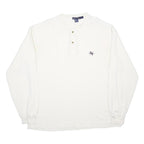NAUTICA Mens White Henley Neck Sweatshirt L Cotton Pullover Casual Style