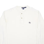 NAUTICA Mens White Henley Neck Sweatshirt L Cotton Pullover Casual Style