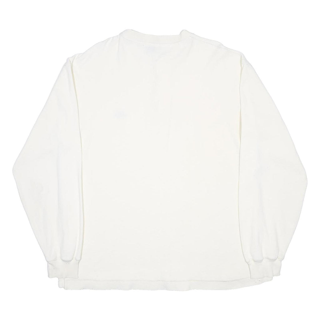 NAUTICA Mens White Henley Neck Sweatshirt L Cotton Pullover Casual Style