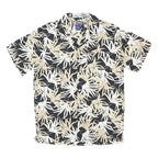 CHAPS RALPH LAUREN Mens Black Beige Leaf Print Cotton Shirt S Lightweight Summer