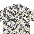CHAPS RALPH LAUREN Mens Black Beige Leaf Print Cotton Shirt S Lightweight Summer