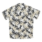 CHAPS RALPH LAUREN Mens Black Beige Leaf Print Cotton Shirt S Lightweight Summer